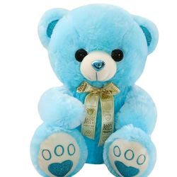 Teddy Bear Stuffed Animals, Cute Plush Toys with Footprints Bow-Knot, Soft Small Cuddly Stuffed Plush Teddy Bear _Blue