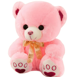 Teddy Bear Stuffed Animals, Cute Plush Toys with Footprints Bow-Knot, Soft Small Cuddly Stuffed Plush Teddy Bear_ Pink