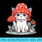 Kawaii Cute Cottagecore Cat with Mushroom Hat - Sublimation PNG Designs - Eco Friendly And Sustainable Digital Products
