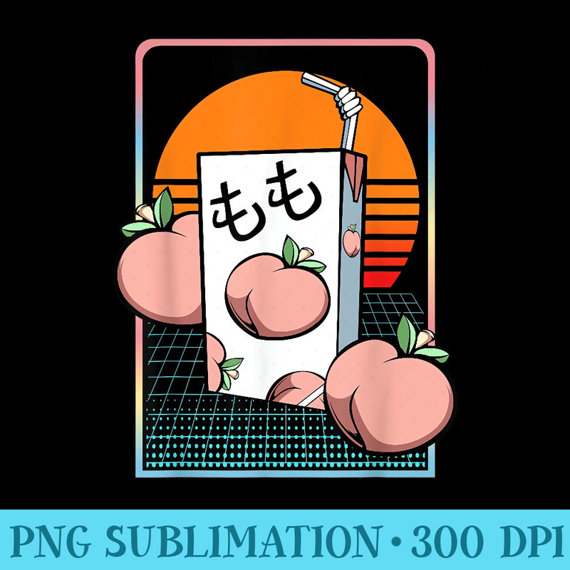 Peach Fruit Juice Kawaii Vaporwave Japanese 90s Retro Art - PNG Picture Download - Versatile And Customizable Designs