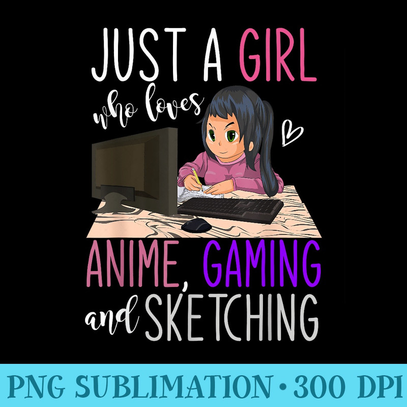 Artist Gamer Girls Sketching Video Games Gaming Anime - PNG file download - Unleash Your Creativity