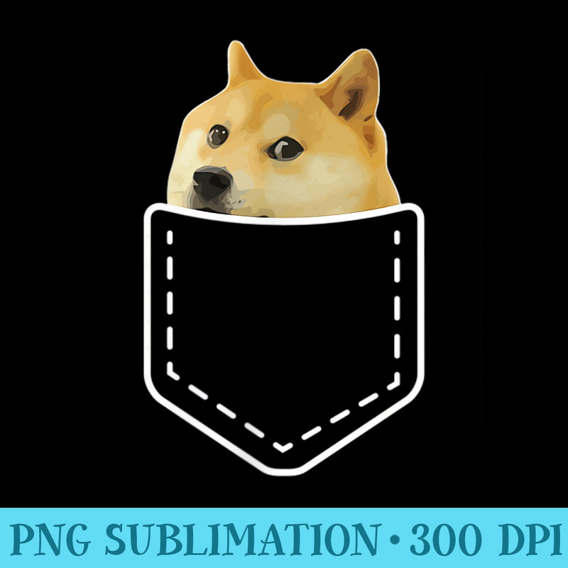 Doge Shiba Inu Pocket T  Dank Meme Doge Such Wow - Shirt Artwork PNG - Bold & Eye-catching