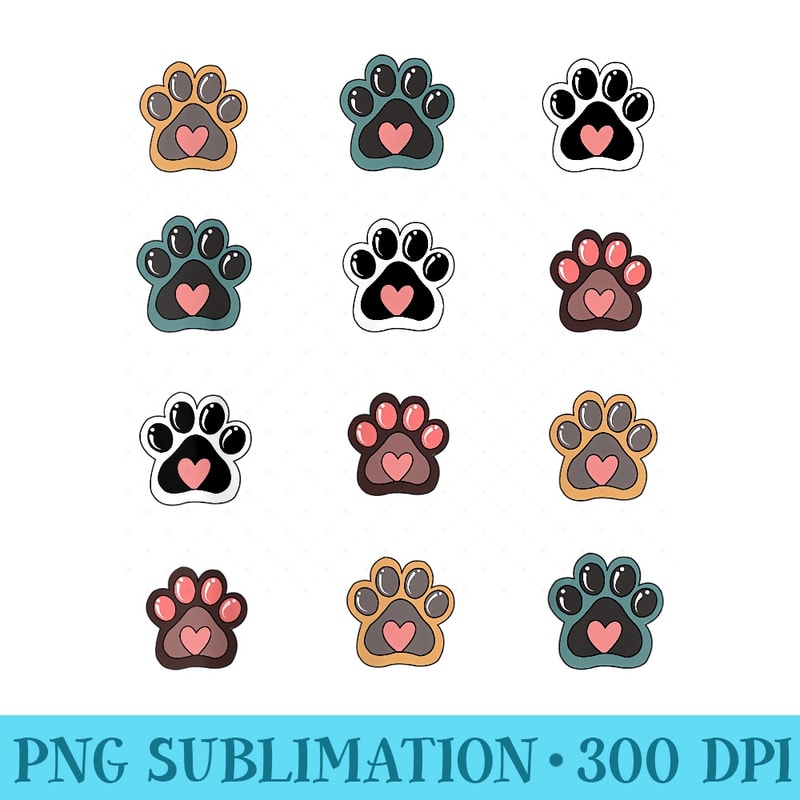 Cute Dog Heart Paw Print Kawaii Animal Dog Lovers - PNG Download Icon - Vibrant and Eye-Catching Typography