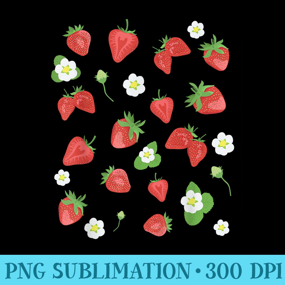 Cute Summer Strawberry Pattern Fruit Berry Strawberries - PNG Download High Quality - High Resolution And Print-Ready Designs