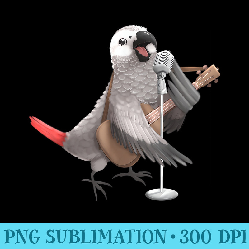 African Grey Parrot Singing Guitar Player Musician Bird Cute - Fashionable Shirt Design - Trendsetting And Modern Collections