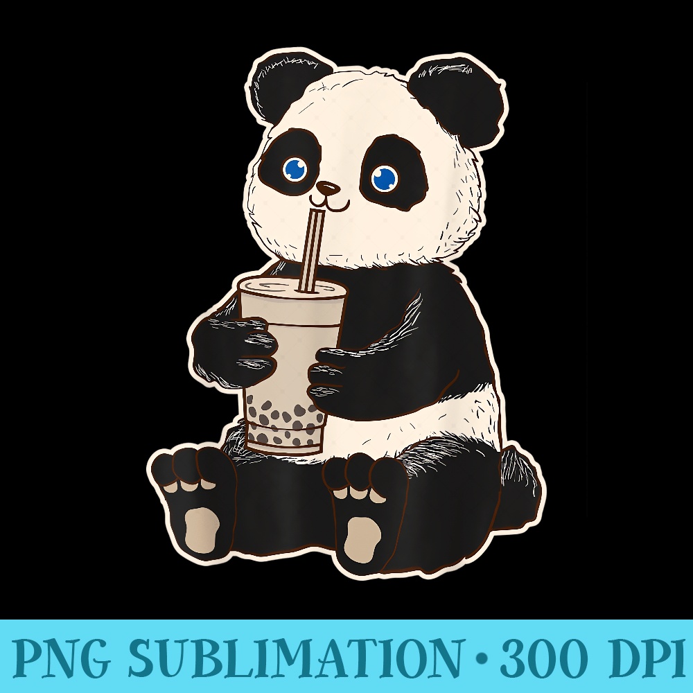 Panda Bear Bubble Tea Boba T Animal Drink Giant - Casual Shirt PNG - Create with Confidence