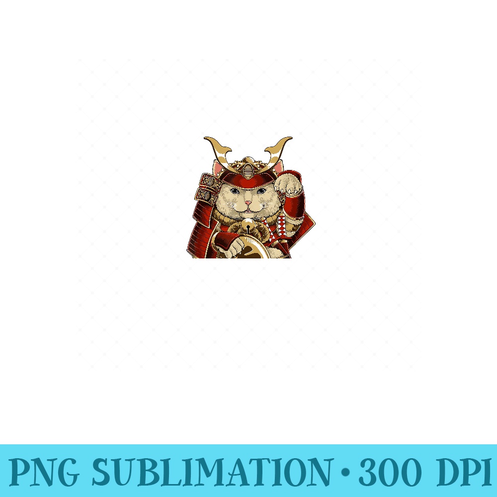 Japanese Samurai ManekiNeko Lucky Cat Japanese Style Design - Sublimation clipart PNG - Versatile And Customizable Designs