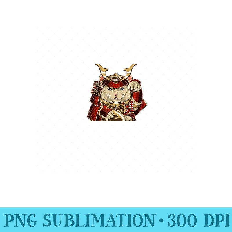 Japanese Samurai ManekiNeko Lucky Cat Japanese Style Design - Sublimation clipart PNG - Versatile And Customizable Designs