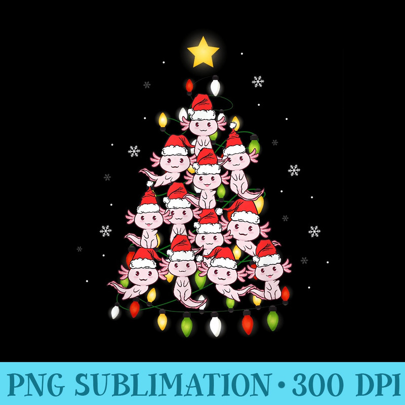 Axolotl Kawaii Christmas Tree Lights Pajama Xmas Tree - PNG Templates Download - Eco Friendly And Sustainable Digital Products