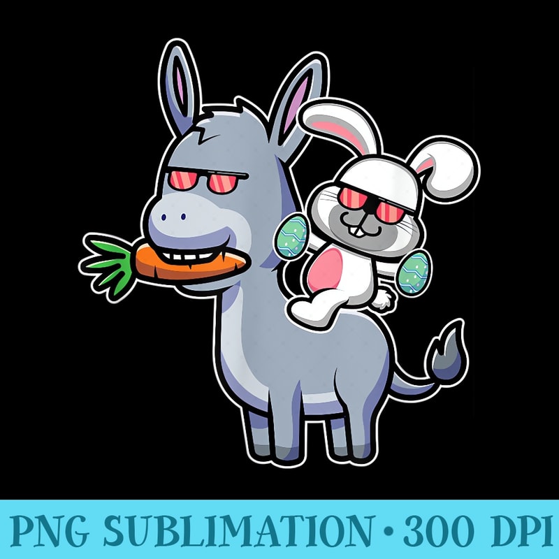 Easter Bunny Riding On Donkey Cute Easter Egg Hunt 2022 - Download PNG Files - Boost Your Success with this Inspirational PNG Download