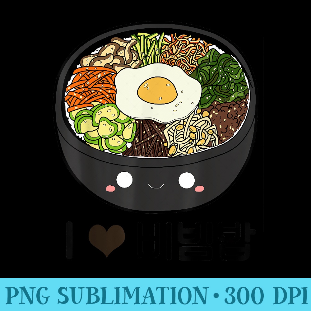 Cute I Love Bibimbap Bibimbop South Korean Food T - Shirt Artwork PNG - Perfect for Creative Projects
