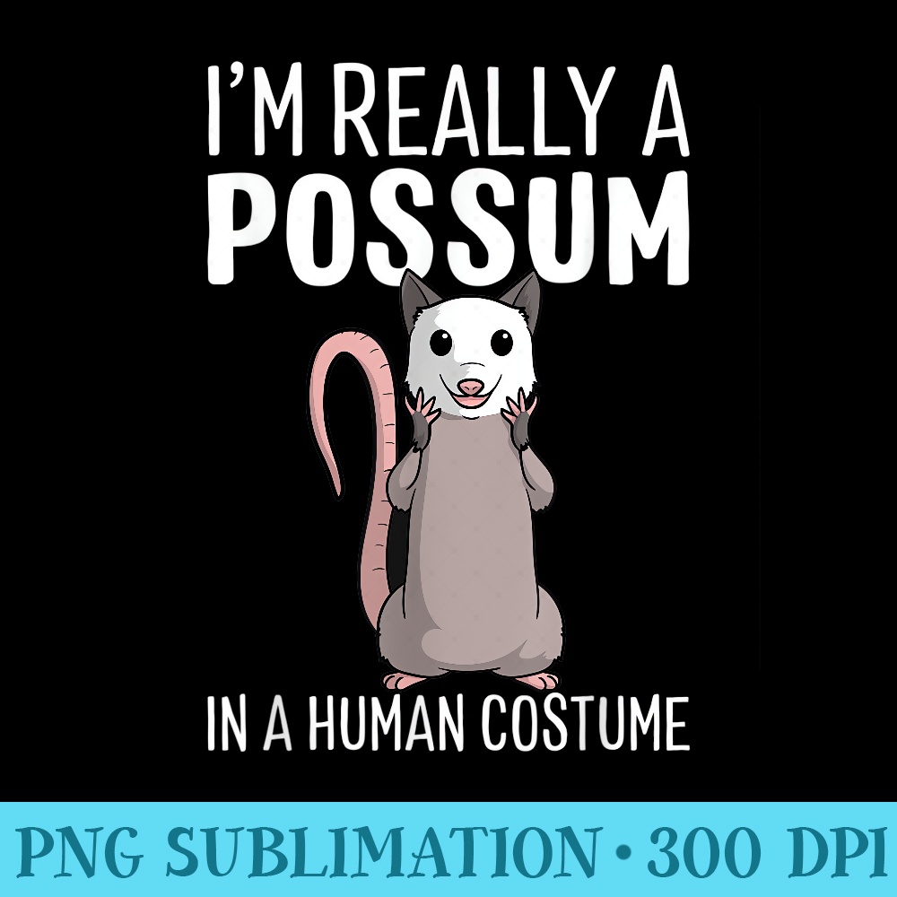 Im Really A Possum In A Human Halloween - Shirt Design PNG - Bring Your Designs to Life