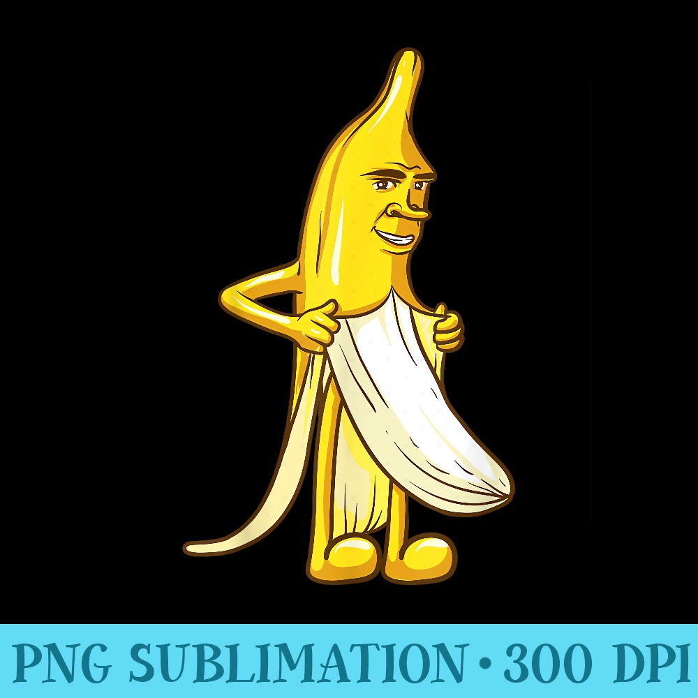 Banana Striptease Cartoon Centered Naked Funny Adult - Stylish Shirt PNG - Transform Your Sublimation Creations