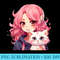 Anime and Cats Lover for n Manga kawaii Graphic Otaku - Free Transparent PNG Download - Unique And Exclusive Designs
