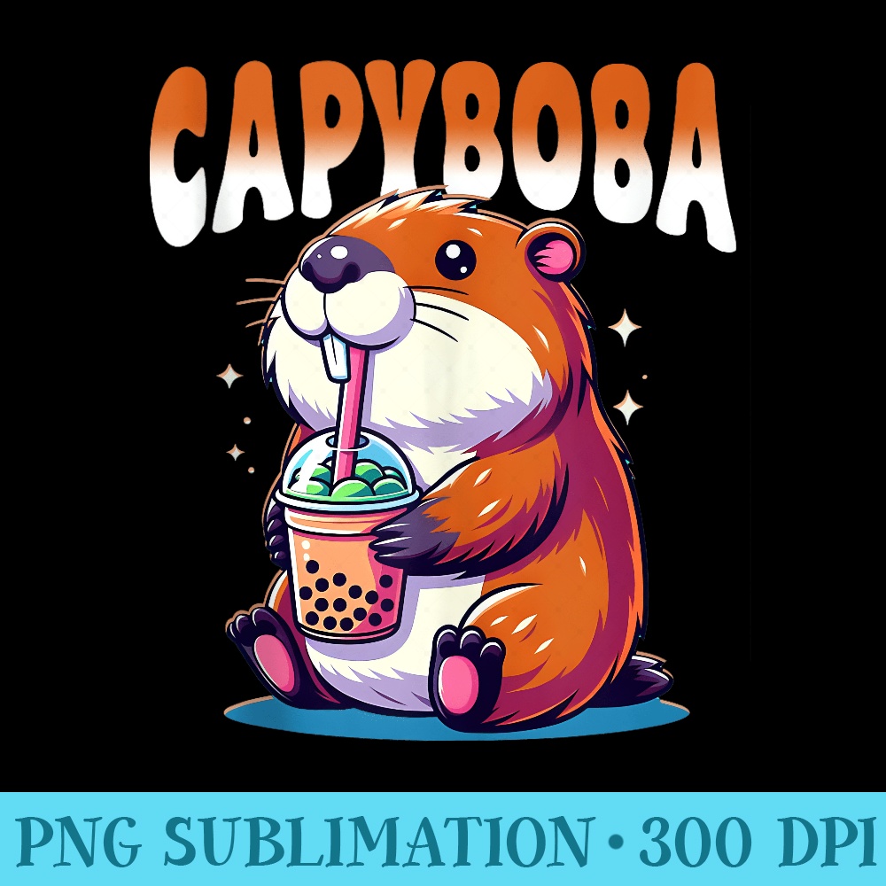 Boba Milk Tea Capybara Funny - Transparent PNG download - Transform Your Sublimation Creations