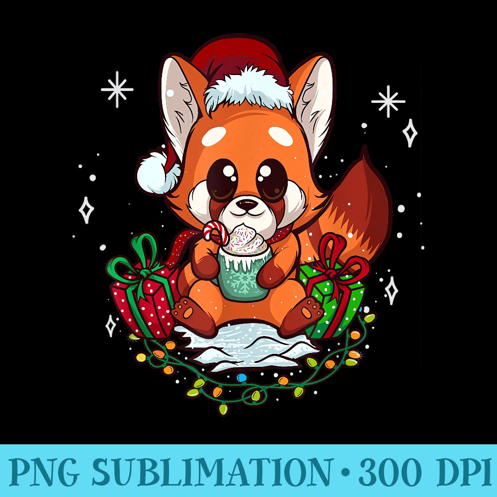 Cute Red Panda Christmas Girls Xmas Pajamas - Digital PNG Artwork - Easy-To-Print And User-Friendly Designs