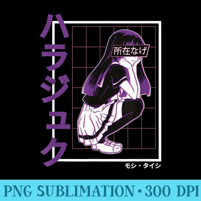 Japanese Anime Girl Waifu Japanese Aesthetic Kawaii Otaku - PNG Art Files - Bring Your Designs to Life