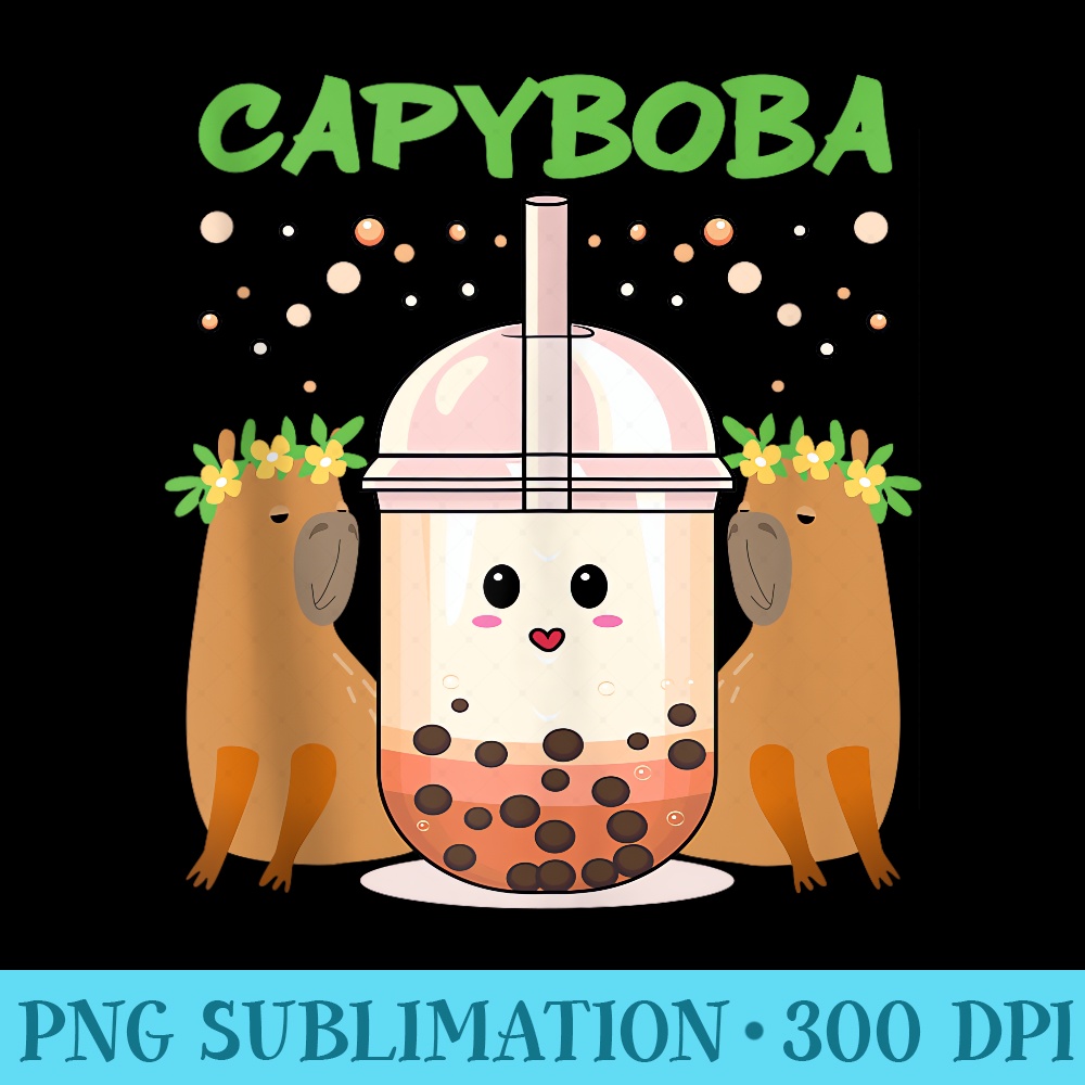 Cute Animal Capybara Bubble Tea - Download PNG Files - Enhance Your Apparel with Stunning Detail