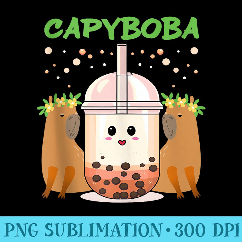 Cute Animal Capybara Bubble Tea - Download PNG Files - Enhance Your Apparel with Stunning Detail