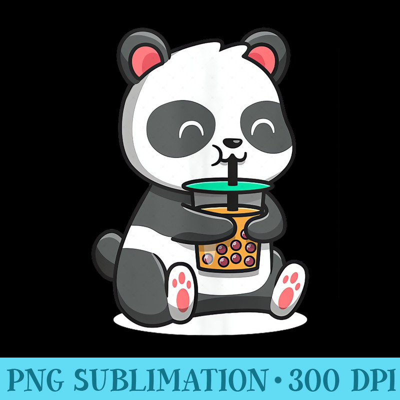 Kawaii Panda Drinking Boba Bubble Tea Boba Tea Girls - High Resolution PNG Download - Unleash Your Creativity