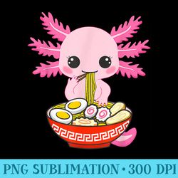kawaii axolotl eating ramen noodles anime girls ns - png download design