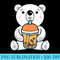 Bubble Milk Tea Polar Bear Cute Polar Bear Drinking Boba Tea - Download High Resolution PNG - Stunning Sublimation Graphics