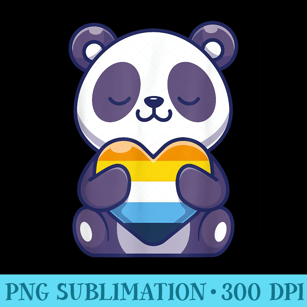 Aroace Pride Aro Ace Panda Heart Aromantic Asexual Pride - Shirt Clipart Free PNG - Instant Access To Downloadable Files