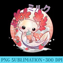 cute axolotl lover bobalotl boba kawaii anime japanese manga - stylish shirt png