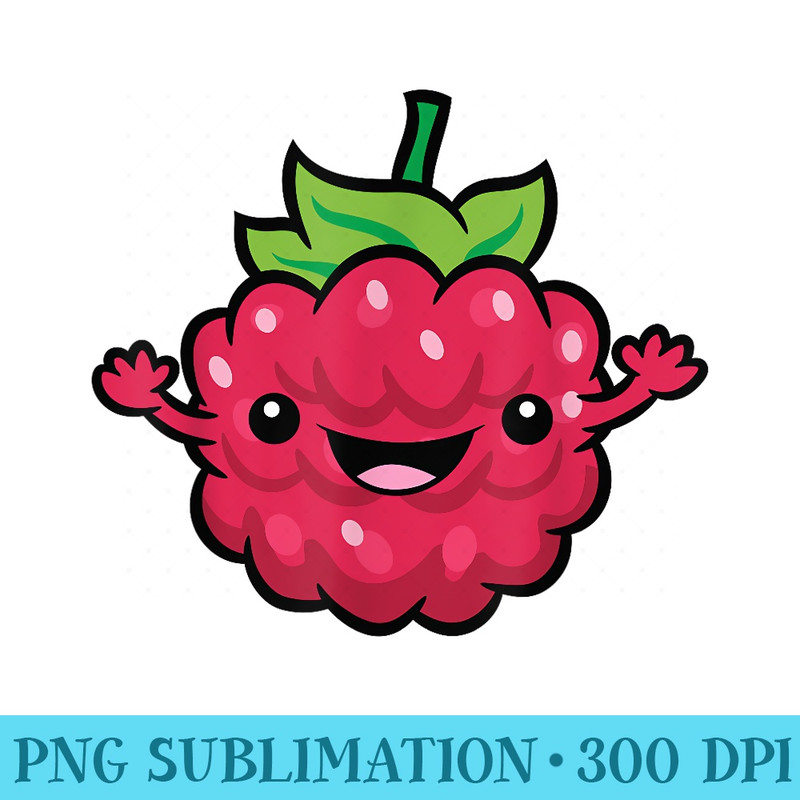Raspberry Kawaii Cute Raspberry Fruit Love Raspberries - PNG file download - Enhance Your Apparel with Stunning Detail