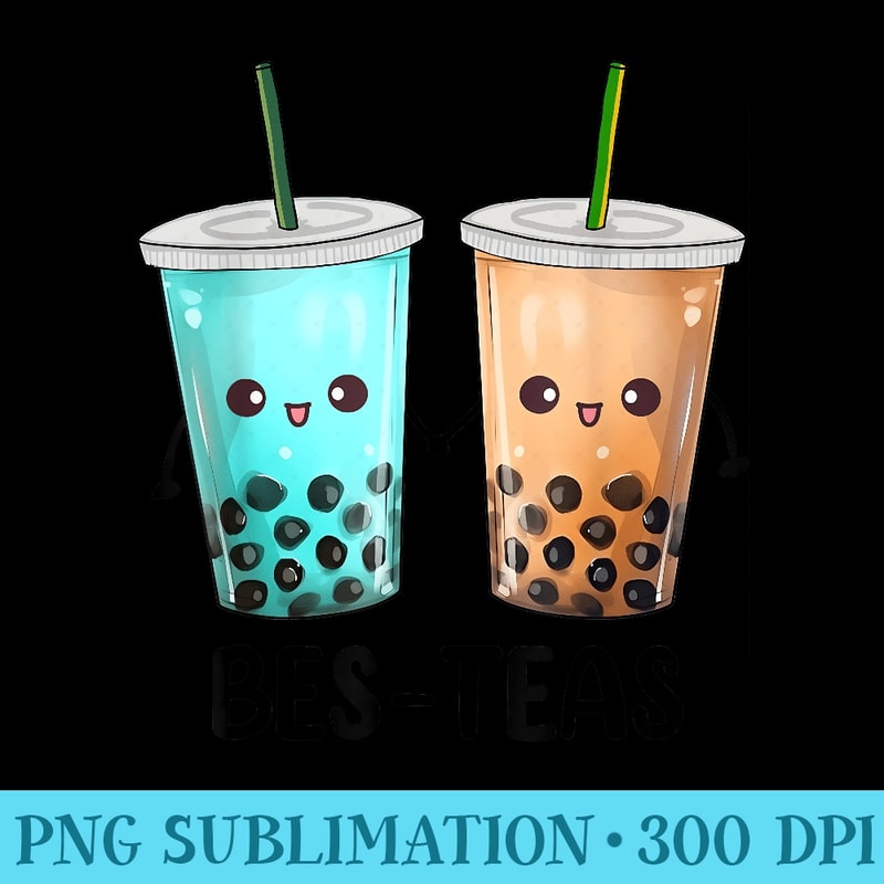 Bes Teas Besties Boba Tea Bubble Tea Kawaii Best Friend Pun - Shirt Vector Illustration - Unlock Vibrant Sublimation Designs