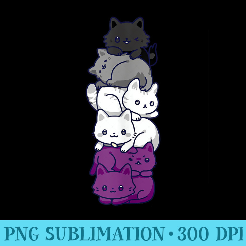 Asexual Pride Cat LGBT Stuff Flag Kawaii Cute Cats Pile - PNG Download Icon - Instant Access To Downloadable Files