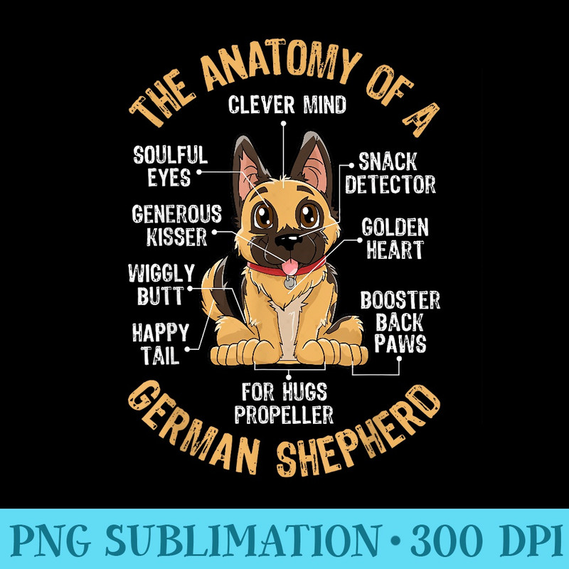 Anatomy of a German Shepherd T shirt Funny Dog Lover - PNG Image Gallery Download - Bold & Eye-catching