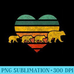 mama bear three cubs retro heart mothers day - download high resolution png