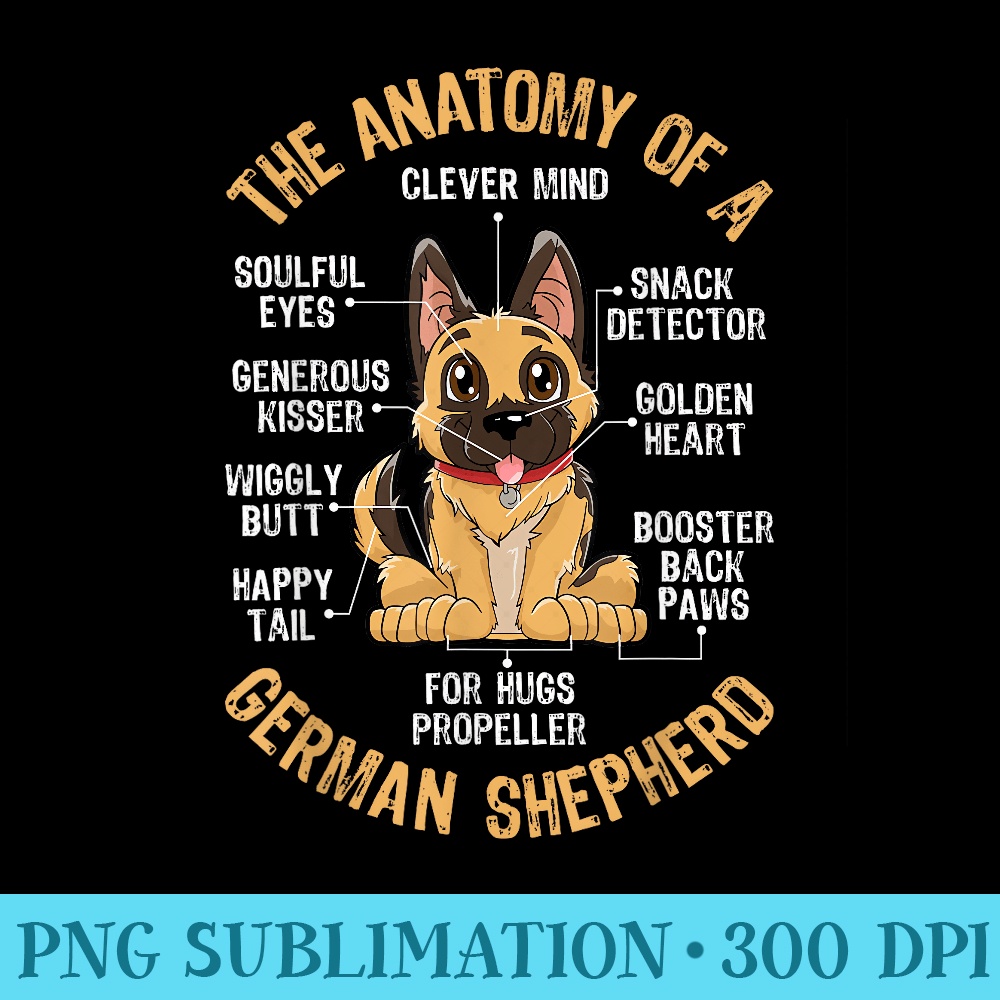 Anatomy of a German Shepherd T shirt Funny Dog Lover - Transparent PNG Resource - Easy-To-Print And User-Friendly Designs