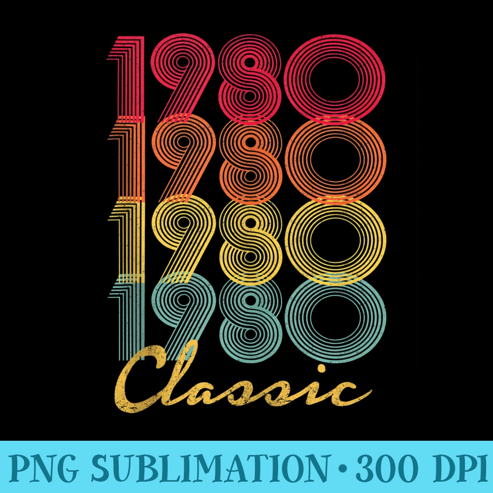 1980 40th Birthday Vintage Retro Men 40 Years Old - Download Transparent PNG - High Resolution And Print-Ready Designs