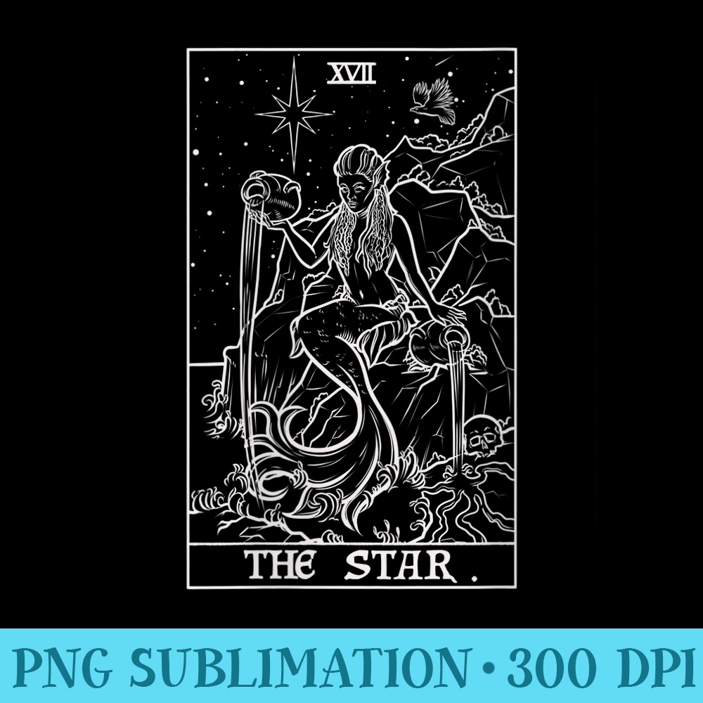 s The Star Tarot Card Halloween Horror Mermaid Gothic Witch - High Resolution PNG Image - Unlock Vibrant Sublimation Designs