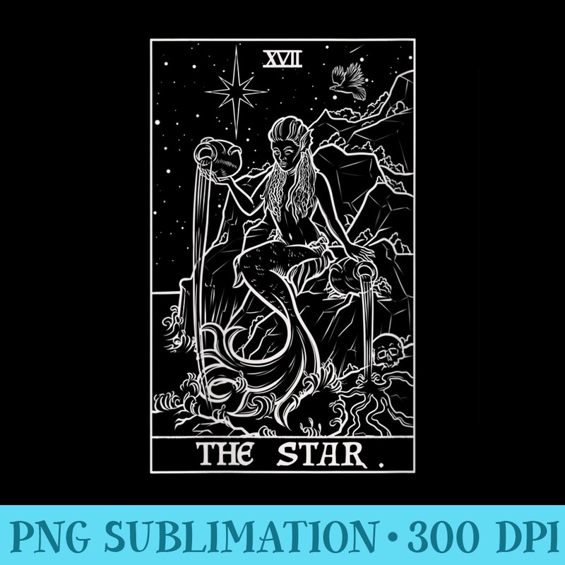 s The Star Tarot Card Halloween Horror Mermaid Gothic Witch - High Resolution PNG Image - Unlock Vibrant Sublimation Designs