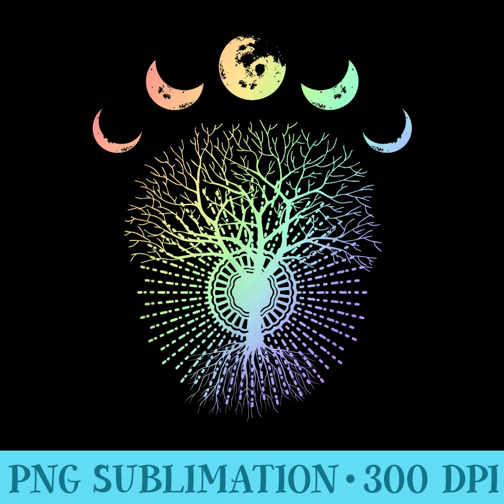 Moon Lunar Phases Tree of Life Environment Zen Yoga - Transparent PNG Design - Versatile And Customizable Designs