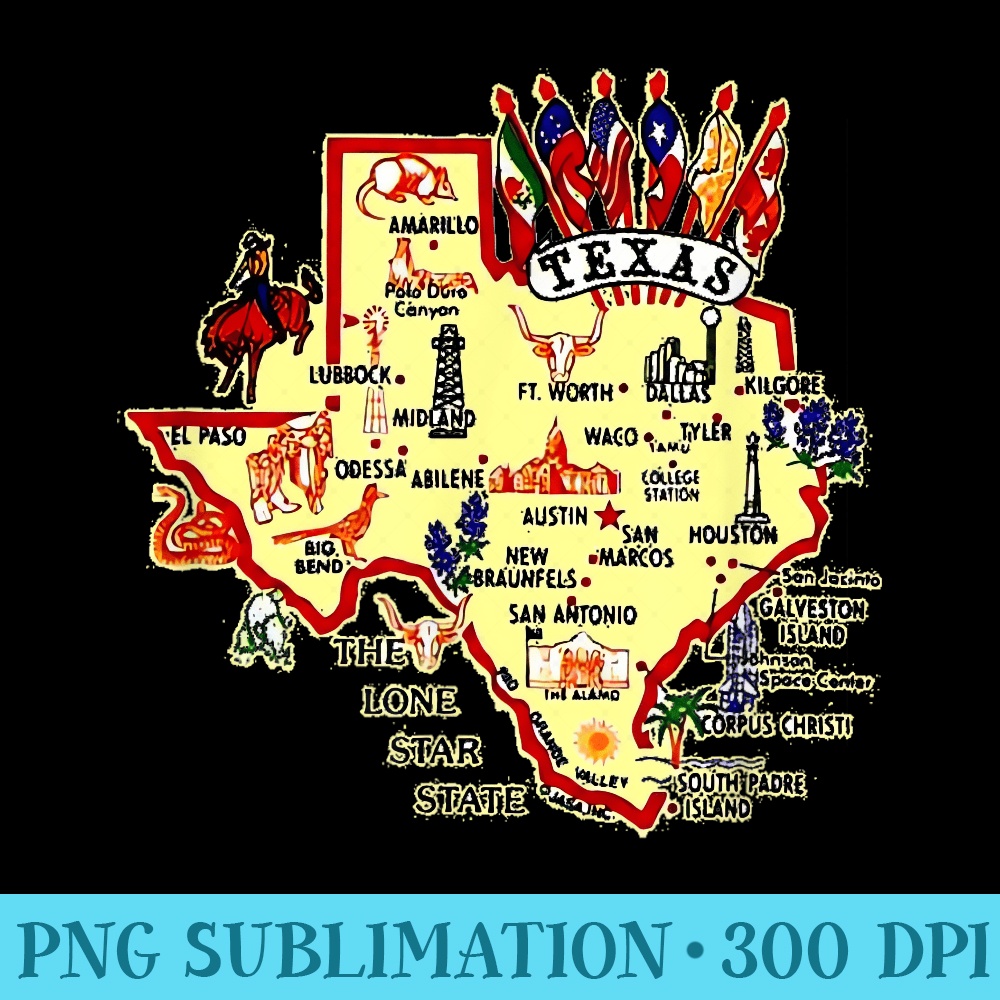 Texas State Places of Interest in a stylish t shirt - Transparent PNG Design - Unleash Your Creativity