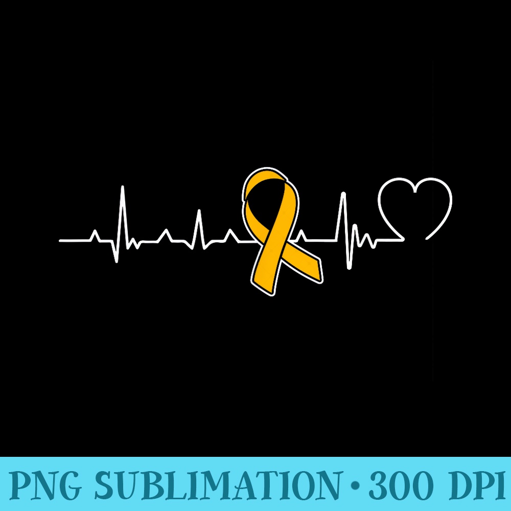 Heartbeat Gold Ribbon Childhood Cancer Awareness Tshirt - PNG Design Resource - Enhance Your Apparel with Stunning Detail