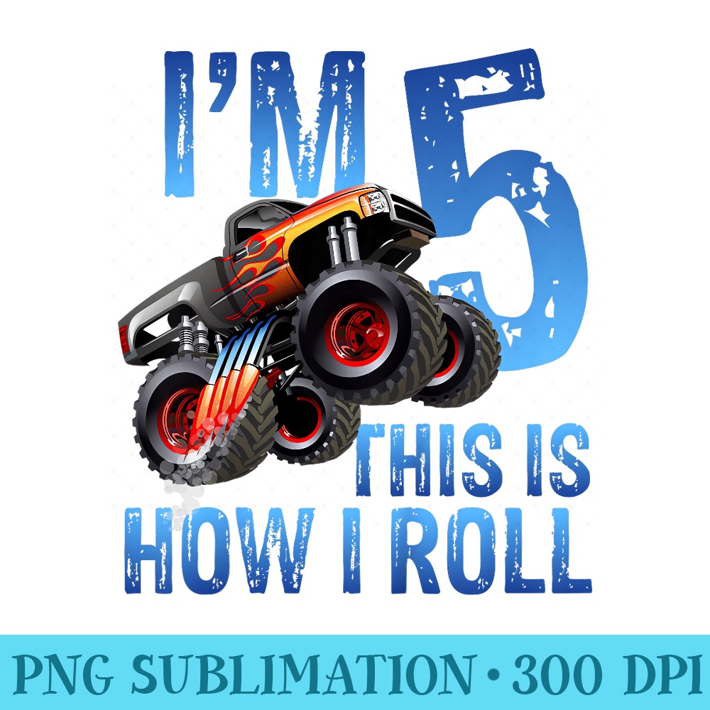 5th Birthday Monster Truck Rule JAM - High Resolution PNG Resource - Bold & Eye-catching