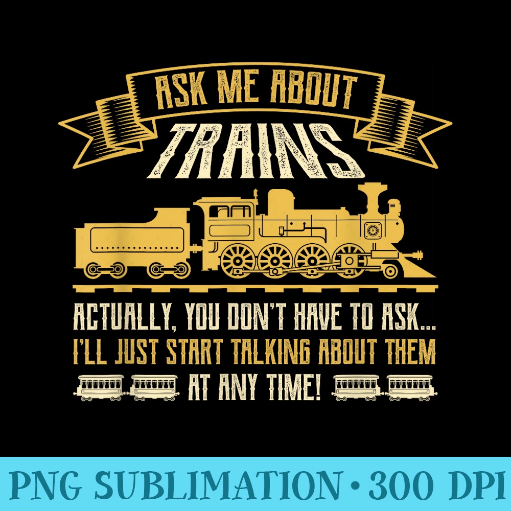 Vintage Train Funny Railway Locomotive Railroad Trains - High Quality PNG Artwork - High Resolution And Print-Ready Designs