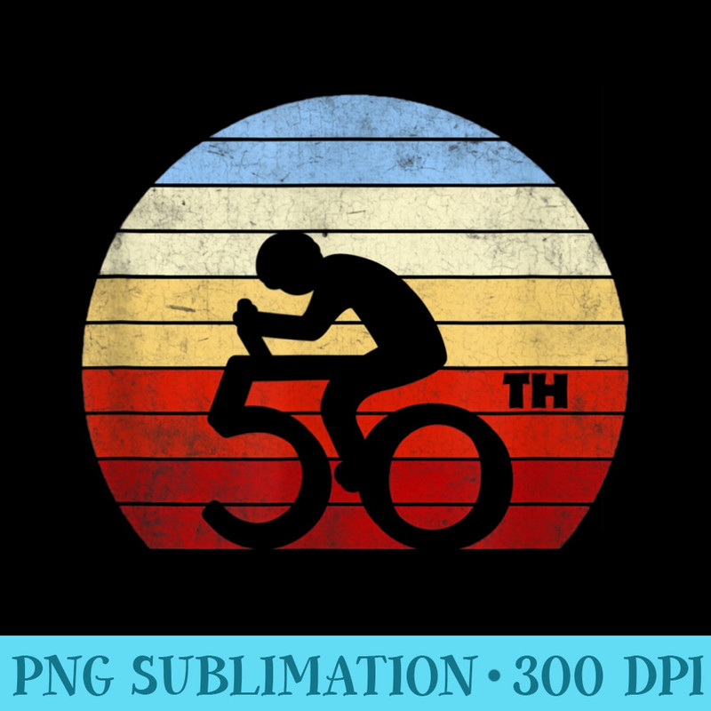 50th Birthday Mountain Bike Tour Cycling Lover Retro Vintage - Sublimation PNG Designs - Unleash Your Inner Rebellion