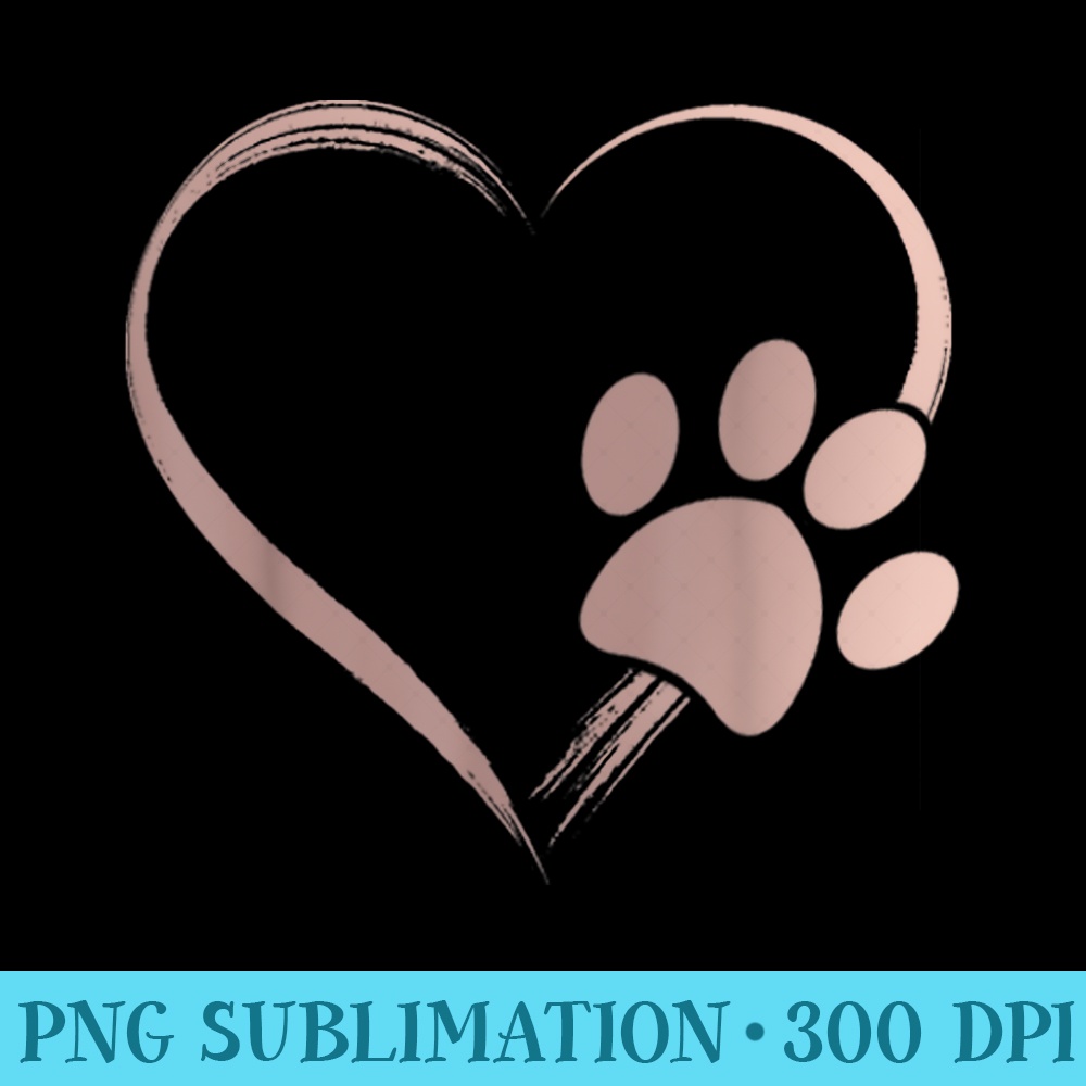 Rose Pink Dog Paw Print Heart T. for Girls Guys - PNG Sublimation - Premium Quality PNG Artwork