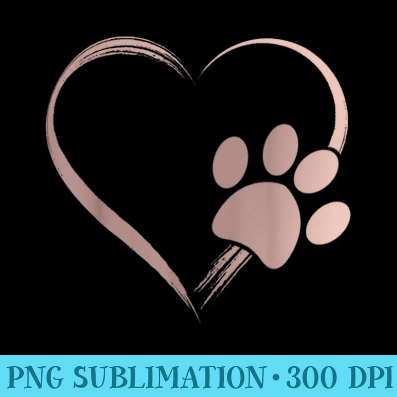 Rose Pink Dog Paw Print Heart T. for Girls Guys - PNG Sublimation - Premium Quality PNG Artwork