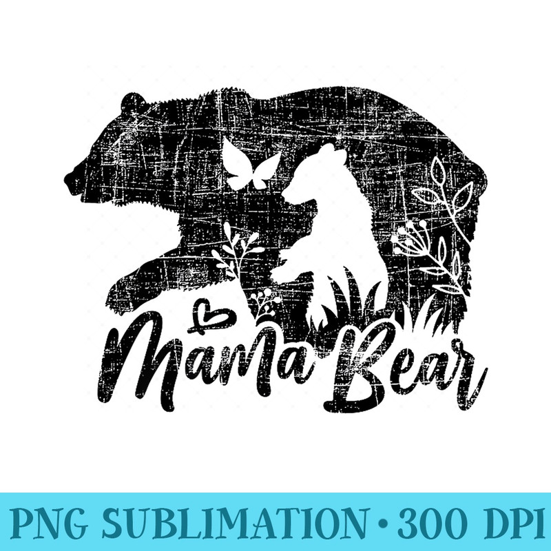 Womens Retro Mama Bear with Cub Cute Mothers Day Premium - PNG Image Download - Versatile And Customizable Designs