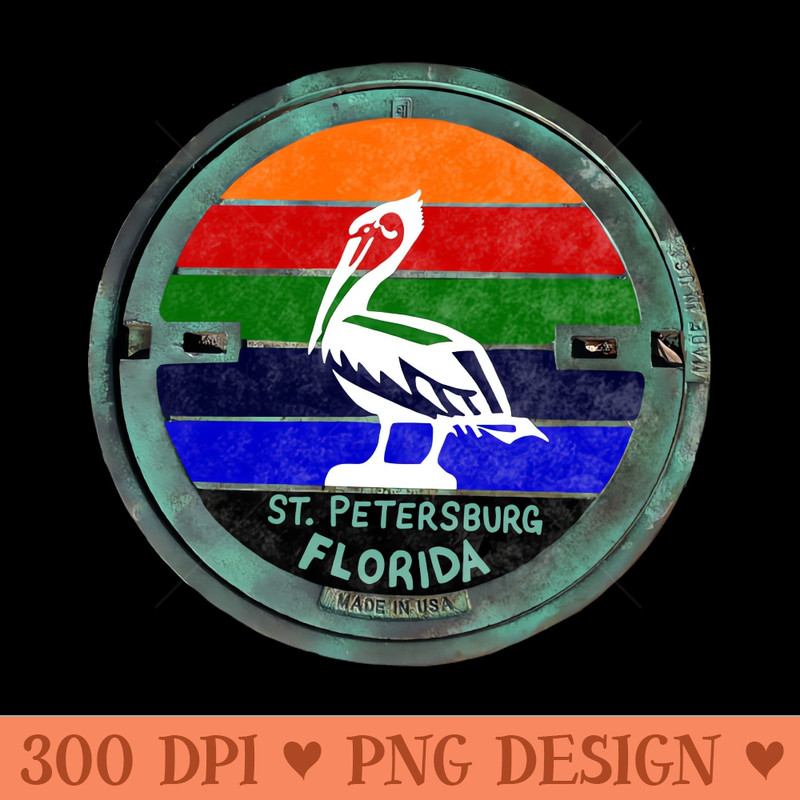St Pete FL Manhole Cover Flag Colors - Download PNG Artwork - Enhance Your Apparel with Stunning Detail