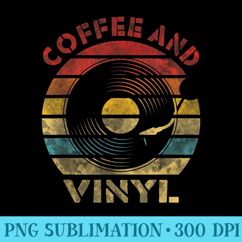 Coffee and Vinyl Retro Record Vintage Music - Download PNG Illustration - Create with Confidence