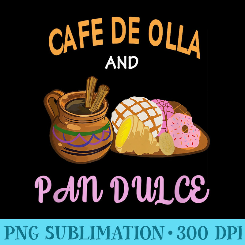 Cafe de Olla and Pan Dulce Cafecito Mexican Concha - Download Transparent Graphic - Perfect for Creative Projects