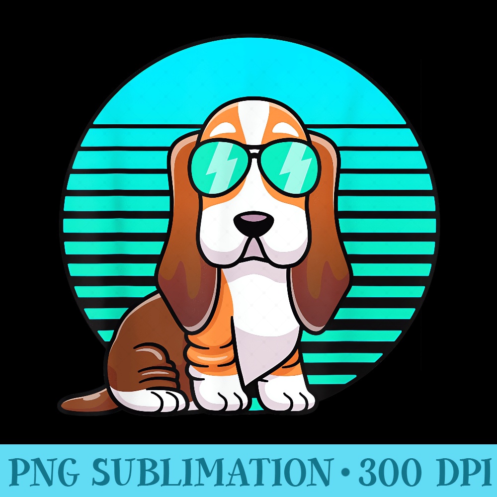 Cool Basset Hound VIntage Dog Lover Sunglasses - High Resolution PNG Resource - Lifetime Access To Purchased Files